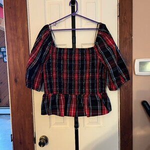 Draper James Size XXL Red Plaid Cropped Top
